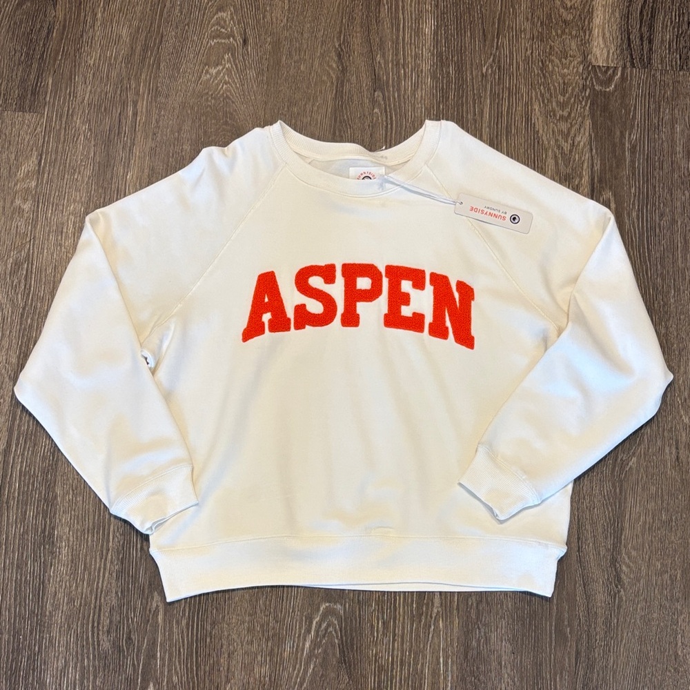 Sundry Cream Sweatshirt with Red ASPEN Lettering